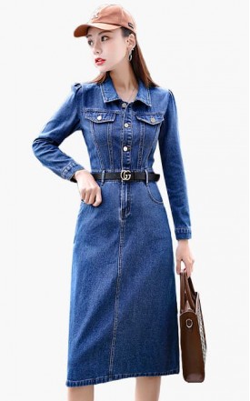 4✮- NEFRM20977 - Denim Knee Dress