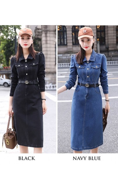 4✮- NEFRM20977 - Denim Knee Dress 4✮- NEFRM20977 - Denim Knee Dress