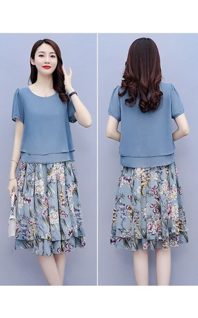 4✮- NFFRM17826 - Knee Dress (Top+Skirt)(Small Cut)