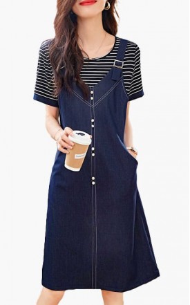 4✮- NFFRY1788 - Denim Pinafore Dress