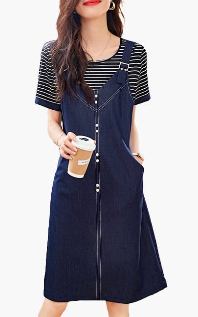 4✮- NFFRY1788 - Denim Pinafore Dress