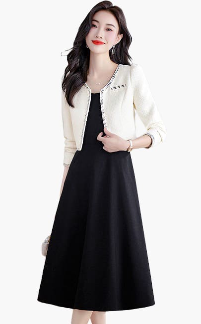 4.5✮- NGFRM23178 - Knee Dress (With Cardigan)