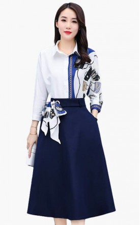 4✮- NHFRM23287 / RY1940 - Knee Dress (Top+Skirt)