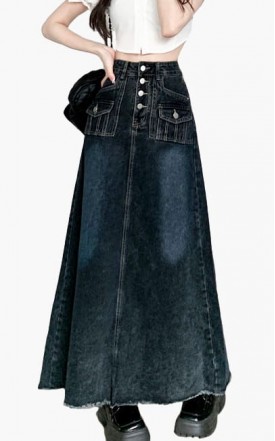 4✮- NIFRM24948 - Denim Midi Skirt