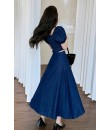 4✮- NIFRM25457 - Denim Midi Dress (Crop Top+Skirt)