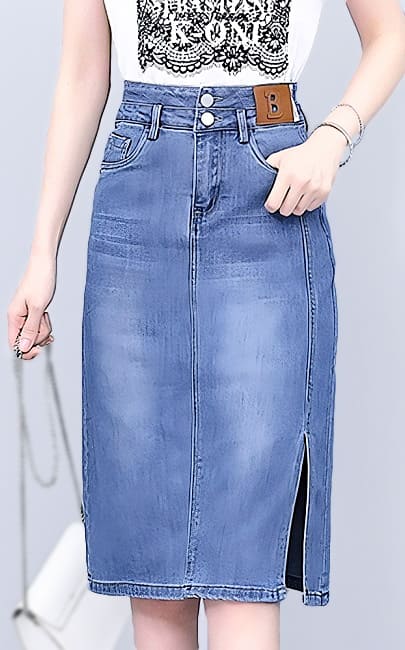 4✮- NJFRY2628 / BY73 - Denim Knee Skirt