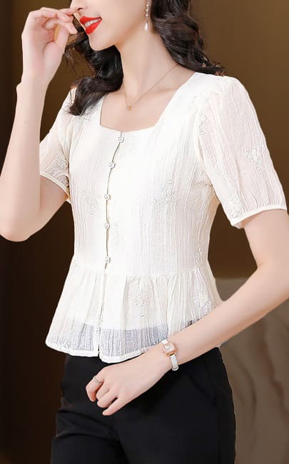 4✮- NKFRM28907 - Embroidered Top (Small Cut)