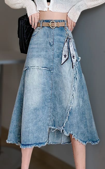 4✮- NNFPF678 - Denim Knee Skirt