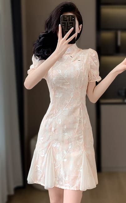 4✮- NOFPF1376 - Knee Dress (Cheongsam)