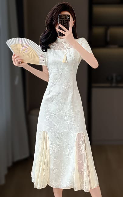 4✮- NPFPF3497 - Midi Dress (Cheongsam)