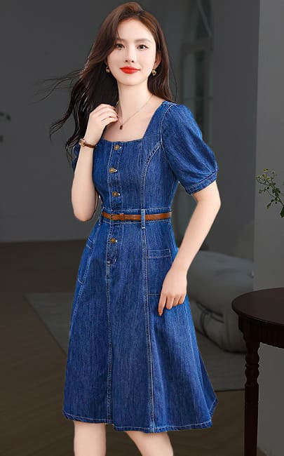 4✮- NPFPF4173 - Denim Knee Dress