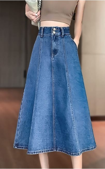 4✮- NQFBY91 - Denim Midi Skirt