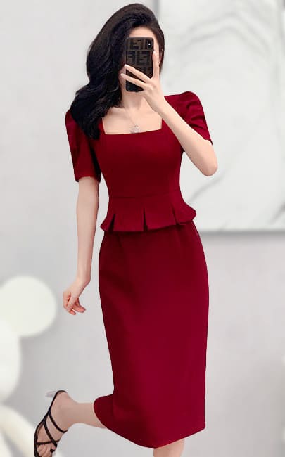 4✮- NQFPF4667 - Bodycon Knee Dress