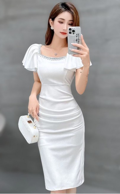 4✮- NVFPF14463 - Bodycon Knee Dress