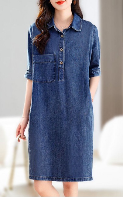 4✮- NZFBY508 - Denim Knee Dress