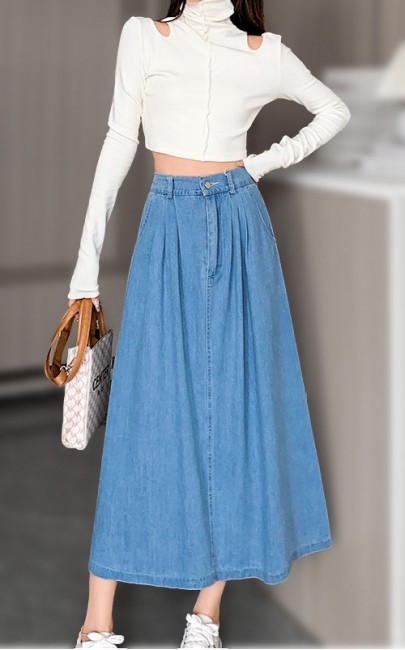 4✮- OBFBY729 - Denim Midi Skirt