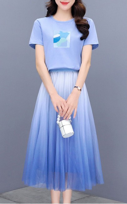 4✮- ODFMY376 - Midi Dress (Top+Skirt)