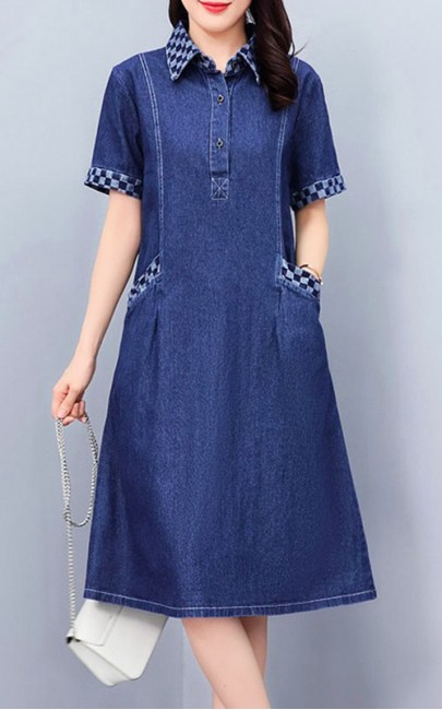 4✮- ODFMY782 - Denim Knee Dress