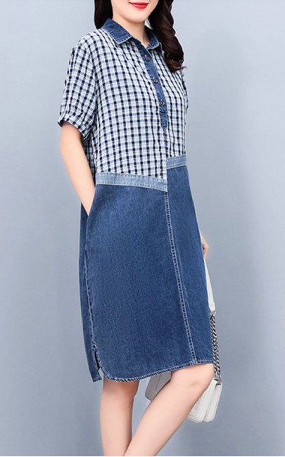 4✮- ODFMY785 - Denim Knee Dress