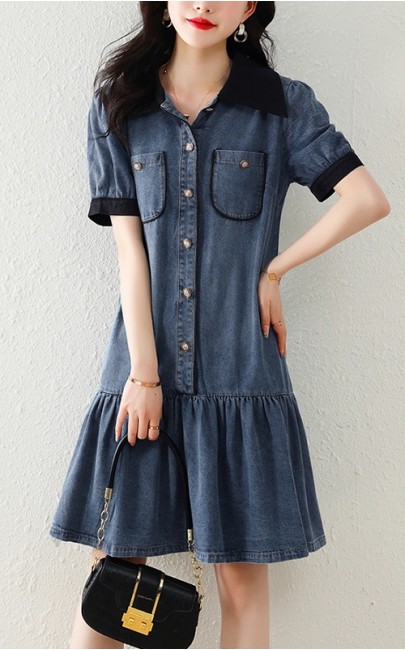 4✮- OHFBY396 - Denim Knee Dress