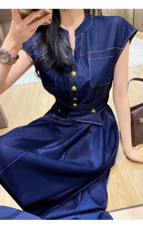 4✮- OIFMY4492 - Denim Midi Dress 4✮- OIFMY4492 - Denim Midi Dress