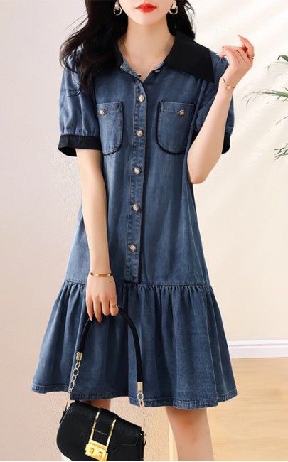4✮- OJFBY396 - Denim Knee Dress