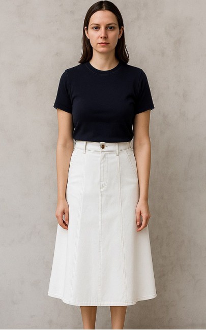 4✮- OPFMY11793 - Denim Midi Skirt