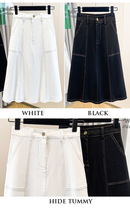 4✮- OPFMY11793 - Denim Midi Skirt