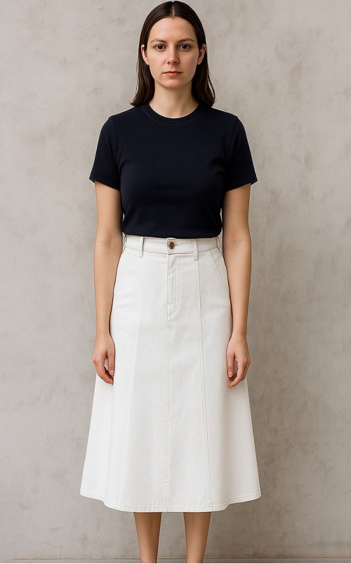 4✮- OPFMY11793 - Denim Midi Skirt