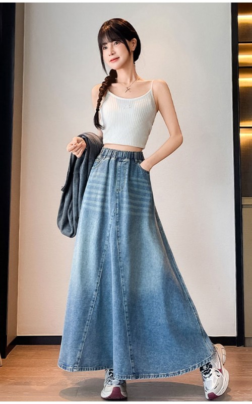 4✮- ORFMY13547 - Denim Midi Skirt