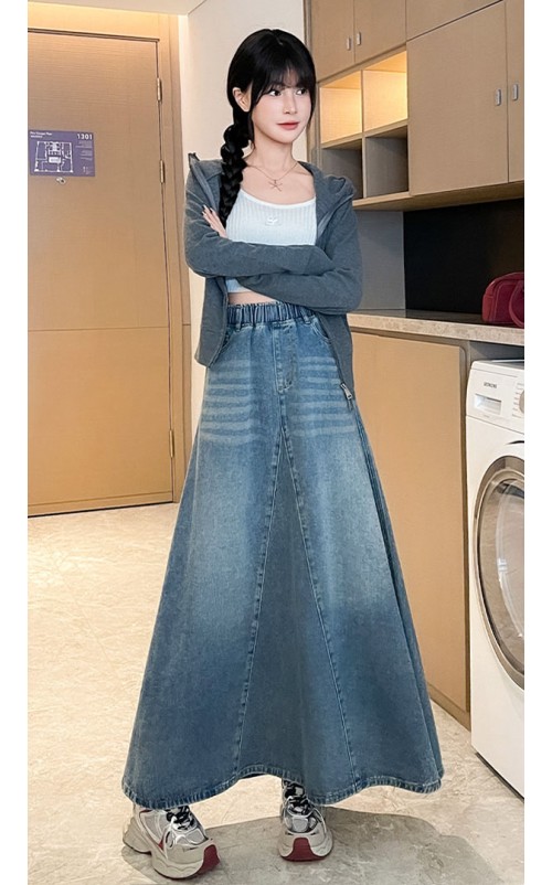 4✮- ORFMY13547 - Denim Midi Skirt