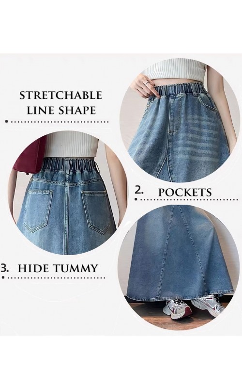 4✮- ORFMY13547 - Denim Midi Skirt 4✮- ORFMY13547 - Denim Midi Skirt
