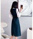 4✮- OTFMY14220 - Denim Midi Dress (Shirt+Denim Pinafore)