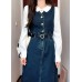 4✮- OTFMY14220 - Denim Midi Dress (Shirt / Denim Pinafore)
