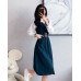 4✮- OTFMY14220 - Denim Midi Dress (Shirt / Denim Pinafore)