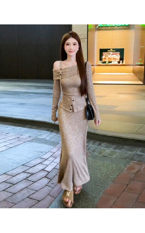 4✮- OTFMY14267 - Midi Dress (Top+Skirt) (Small Cut)