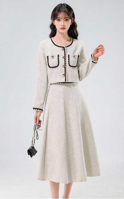 4✮- OTFMY14444 - Midi Dress (Coat+Skirt) (Small Cut)