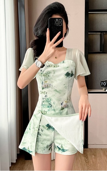 4✮- OUFMY5648 - Set (Long Top+Shorts)