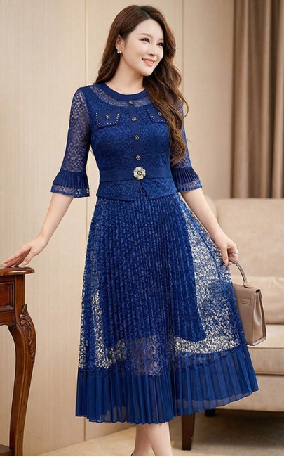 4✮- OVFMY15692 - Midi Dress (M-3XL)