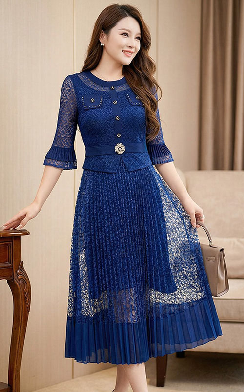 4✮- OVFMY15692 - Midi Dress (M-3XL)