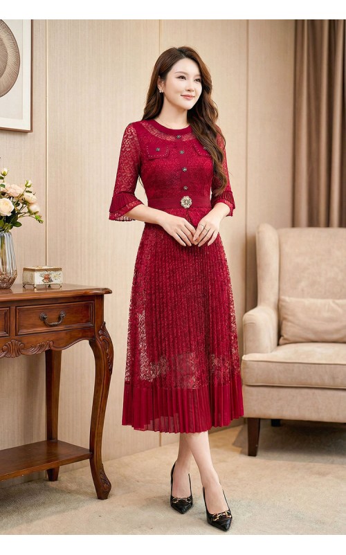 4✮- OVFMY15692 - Midi Dress (M-3XL)