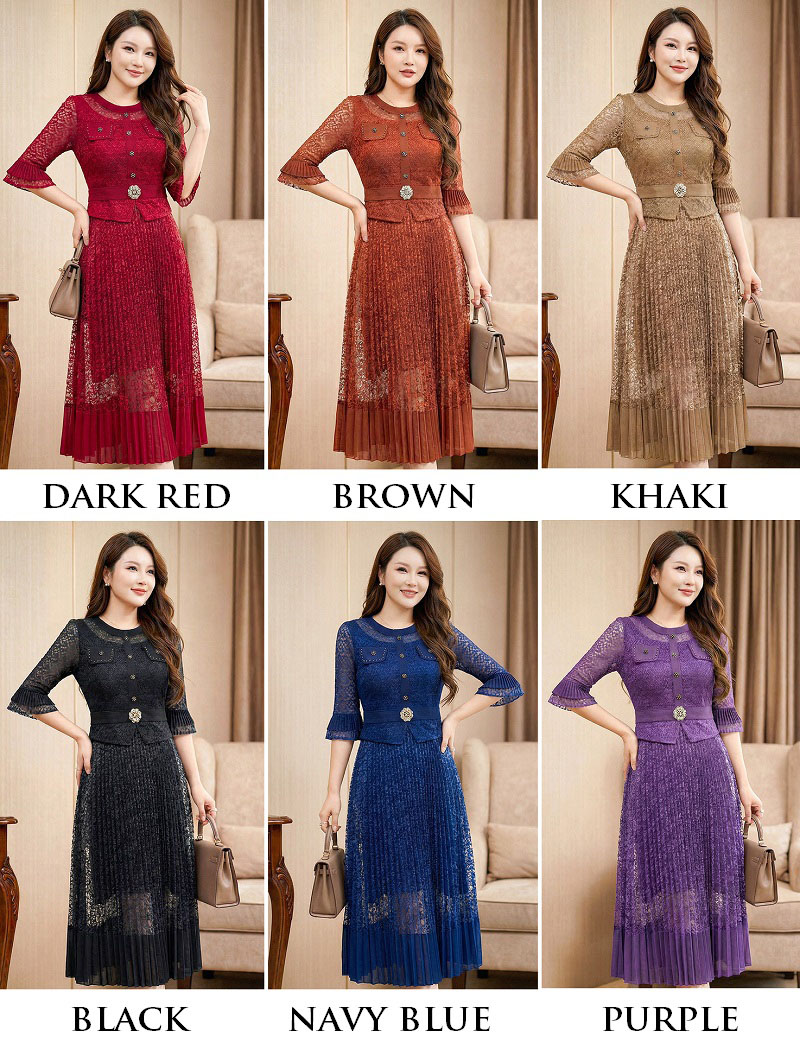 4✮- OVFMY15692 - Midi Dress (M-3XL)