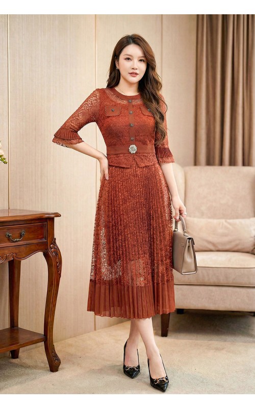 4✮- OVFMY15692 - Midi Dress (M-3XL)