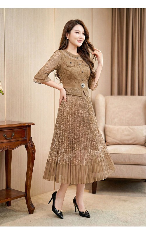 4✮- OVFMY15692 - Midi Dress (M-3XL)