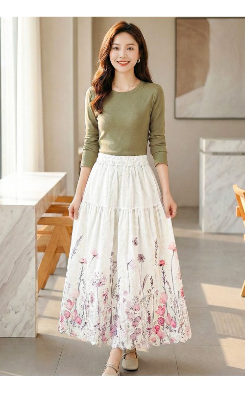 4✮- OWFMY16241 - Midi Skirt (S-3XL)