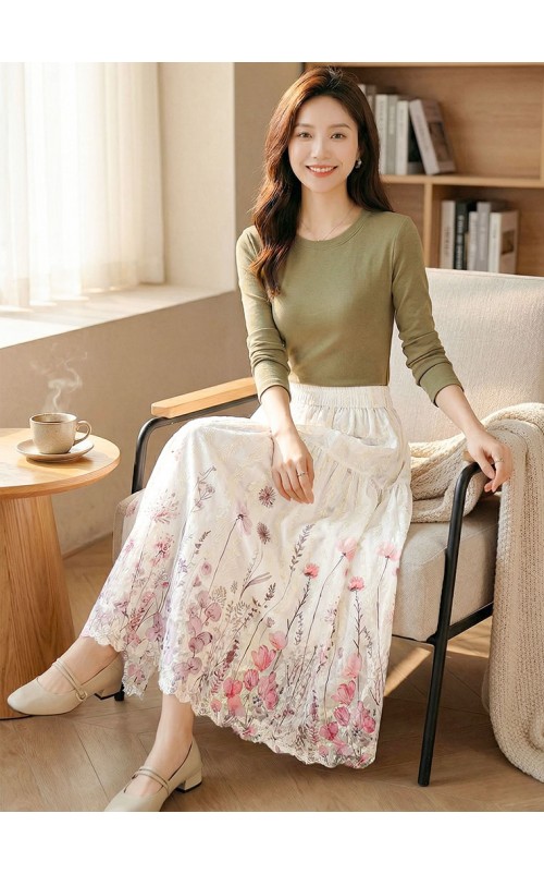 4✮- OWFMY16241 - Midi Skirt (S-3XL)