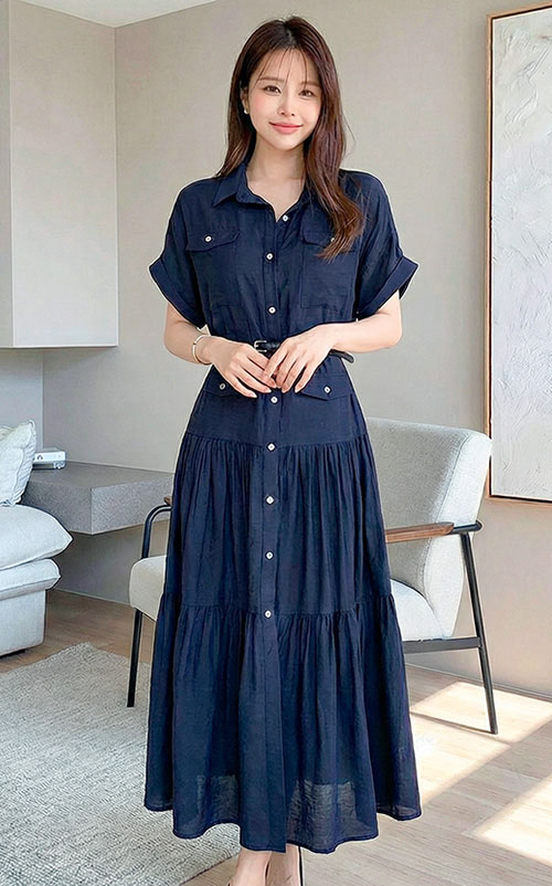 4✮- OWFMY16432 - Midi Dress (S-XL)