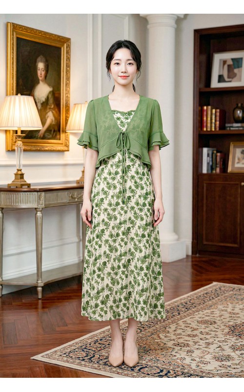 4✮- OZFRY2198 - Midi Dress (Cardigan+Dress)