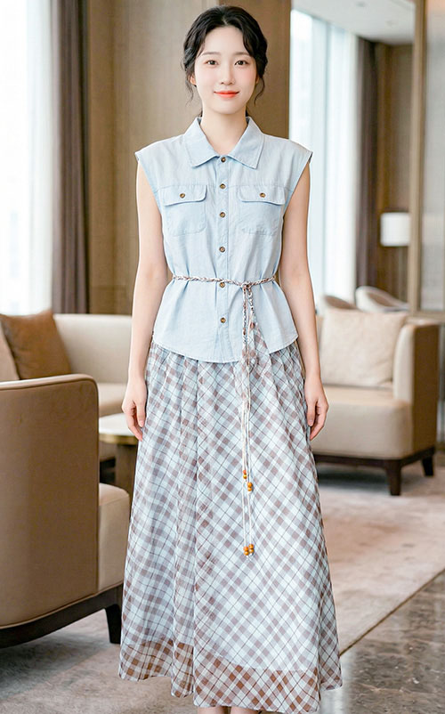 4✮- OZFRY2203 - Midi Dress (Top+Long Skirt)