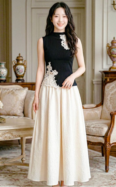 4✮- OZFRY2334 - Midi Dress (Top+Long Skirt)